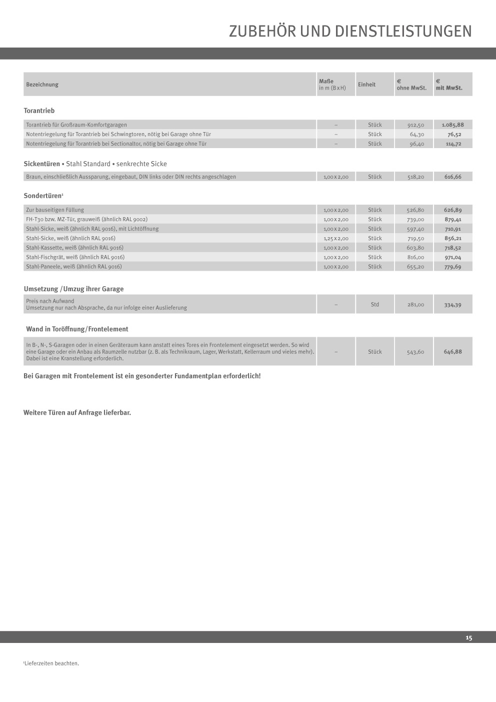 Beton Fertiggaragen Preisliste Pdf